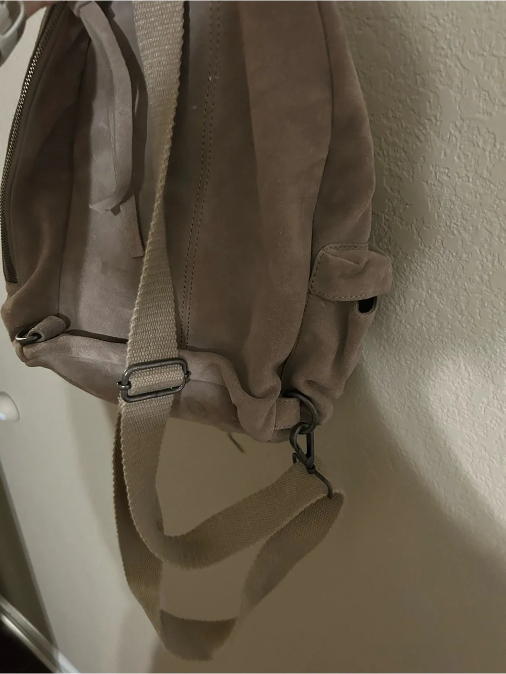 Free People Taupe Suede Sling Backpack